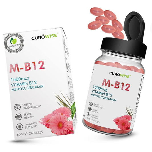 CUROWISE M-B12 -Vitamin B12 Supplement Active form of Methyl cobalamin For Energy, Health life & Immunity - 60 capsules