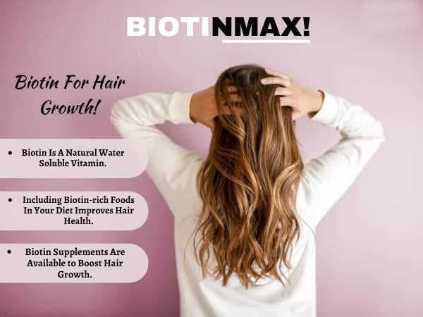 BIOTINMAX - Biotin Supplement For Hair Growth, Skin And Nails with Organic Wheat Germ Oil, 60 Tablets